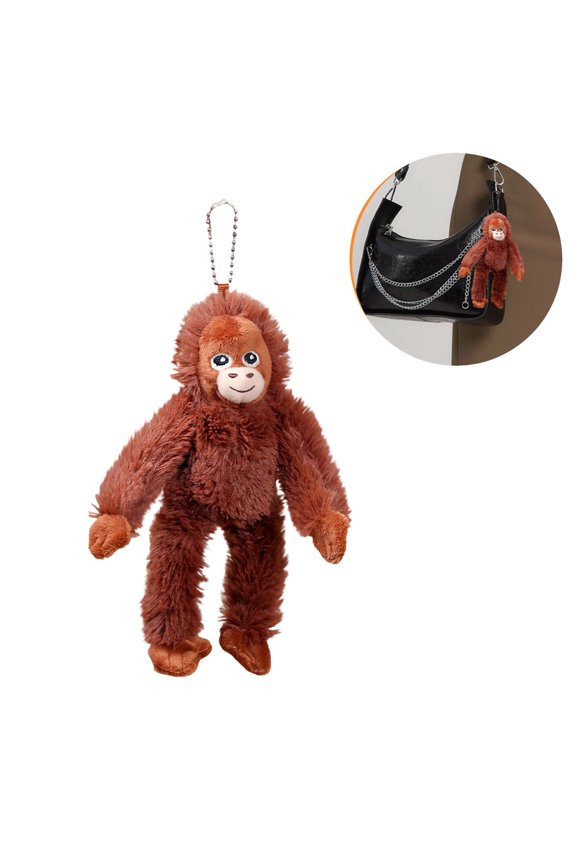 Mama Punch Monkey Plush Keychain | 7.1" Huggable Orangutan Plush – Oran-Mama Soft Stuffed Toy for Backpack & Collection