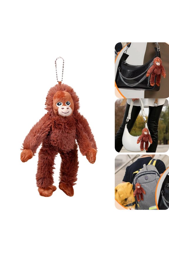 Mama Punch Monkey Plush Keychain, Orangutan Plush | Safe Huggable Oran-Mama Plush Toy for Backpack & Toddlers