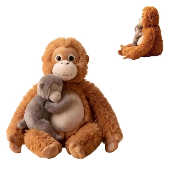 Mama Punch Monkey Plush, Orangutan Plush Toy – Oran-Mama with Baby Punch Plush Toy Comfort Companion for Kids & Pets