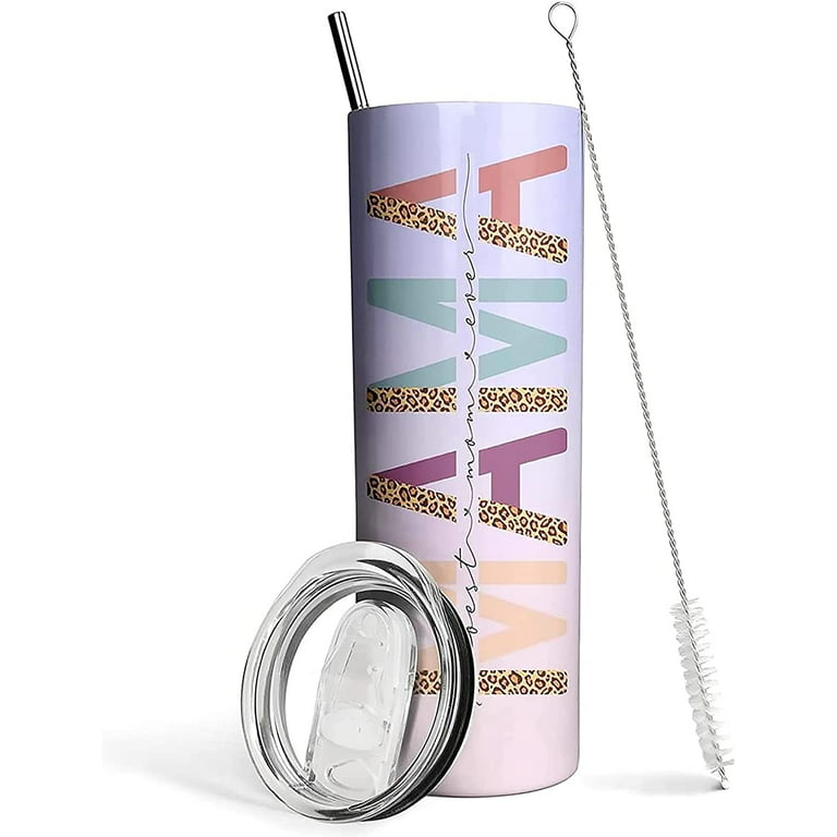 Mama Purple Tumbler with Lid and Straw Best Mom Ever Cup Mom Tumbler Vacuum  Insulated Tumbler Mothers Day Gifts from Daughter Birthday Gifts for Mom 