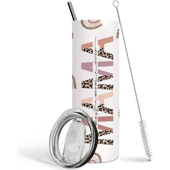 Mama Rainbow Tumbler With Lid and Straw,Best Mom Ever,Mama Rainbow Leopard Mug Cup Tumbler Vacuum Insulated Tumbler,Mothers Day Birthday Gifts from Gaughter