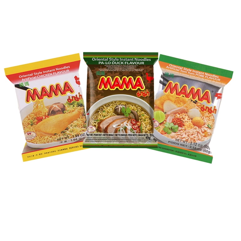MAMA Bulk Instant Ramen Noodles, 30 Pack, Chicken, Duck, Tom Yum