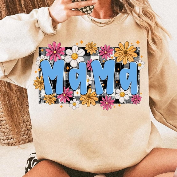 Mama , Retro Mom Shirt, Buffalo Plaid Mama Design, Floral Mom Shirt, Mother'S Day Shirt, Blue Aesthetic Mama Unisex S-5XL Hot Trending Shirt, Vintage Birthday Gift