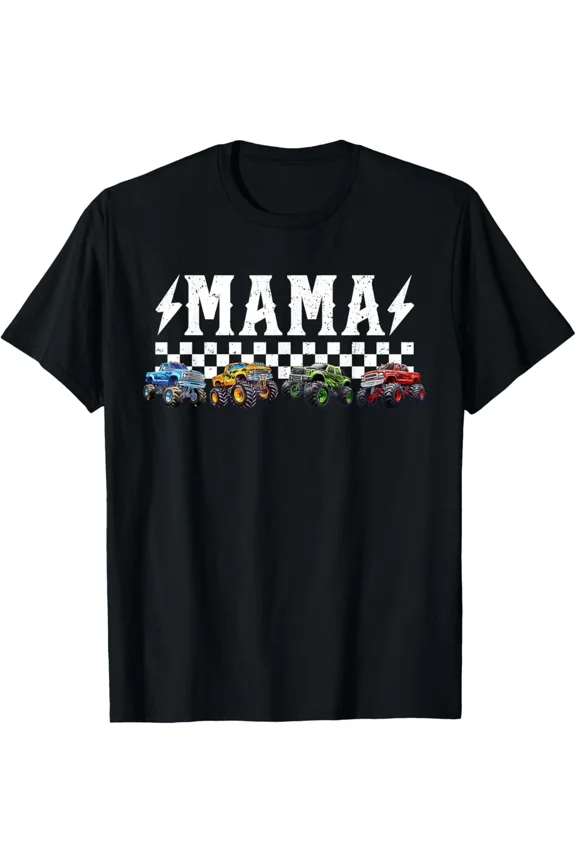 Mama Retro Monster Truck Family Crew Birthday Matching Gift Unisex T-Shirt, up to Size 5XL