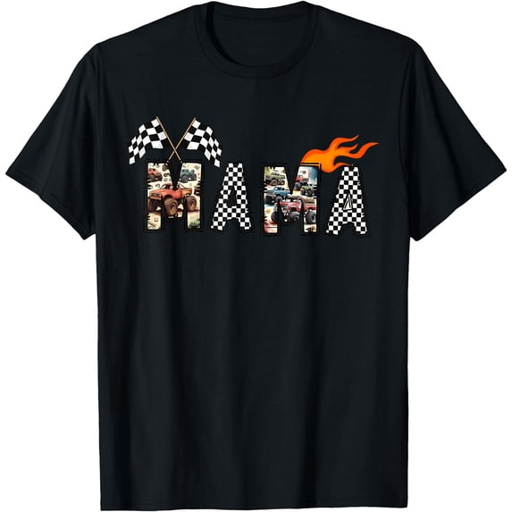Mama Retro Monster Truck Racing Checkered Flag Mom T-Shirt - Walmart.com