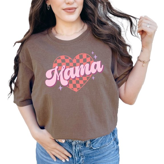 Mama, Retro Mother's & Valentine's Day Art, Espresso Comfort Colors T-Shirt, XL