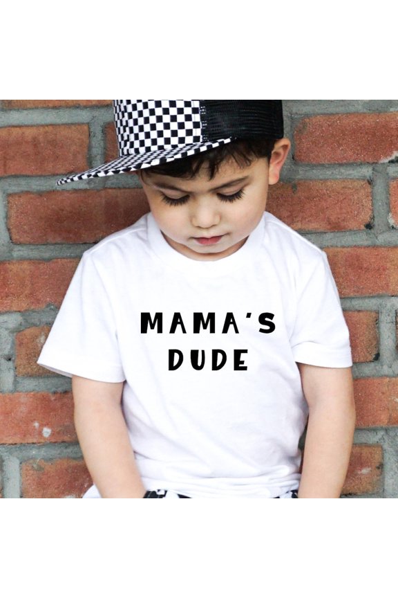 Mama'S Dude Toddler Tee, Minimalist Mother'S Day Baby Tee, Kid Loves Mom Kids T-Shirt, Cute Baby Shower Gift TODDLER SHORT SLEEVE TEE BELLA CANVAS 3001T