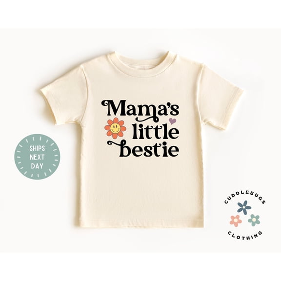 Mama'S Little Bestie Toddler Shirt, Retro Girls Mama'S Bestie Kids Tee, Mother'S Day Gift, I Love My Mommy, Kids Shirt TODDLER SHORT SLEEVE TEE BELLA CANVAS 3001T