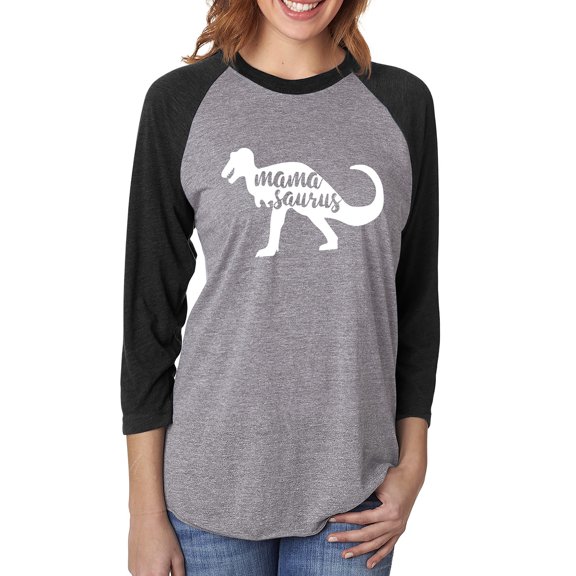 Mama Saurus Unisex 3/4 Sleeve Baseball Raglan Tee