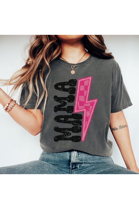 Mama Shirt: Pink Lightning Bolt Mom Tee All Size S-5Xl