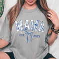 thumbnail image 1 of Mama Shirt, Toile De Jouy Vintage Floral Pattern Mom Shirt, Mother Day Gift, Blue Ribbon Coquette Bow Shirt, Mom Chinoiserie Tee, 1 of 2