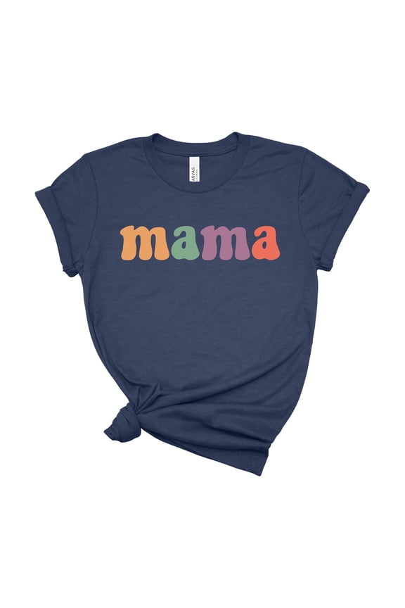 Mama Shirt Women Colorful Bubble Letter Graphic Tee Cute Mothers Day Gift Top