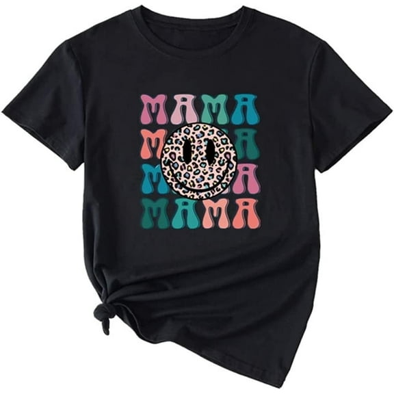 Mama Shirt Womens Short Sleeve Tops Trendy Graphic Tees Casual Mom Tshirt