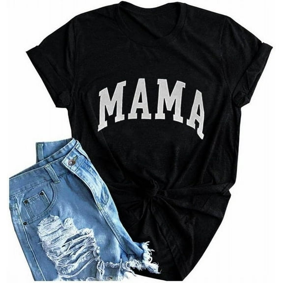 Mama Shirt Womens Short Sleeve Tops Trendy Graphic Tees Casual Mom Tshirt