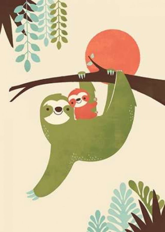 Mama Sloth Canvas Art - Jay Fleck (18 x 24)