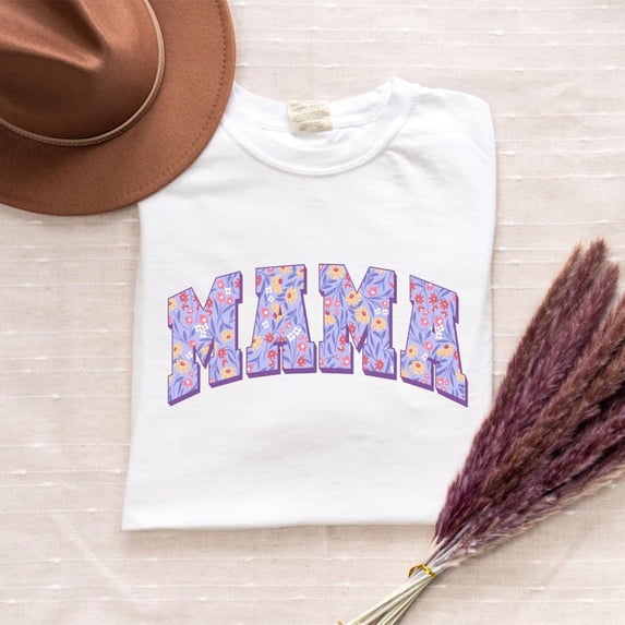 Mama Soft Vintage T-Shirt with Purple Flowers, Purple Floral Gift for Mothers Day, Floral Mama T-Shirt, Cute Mom Shirt