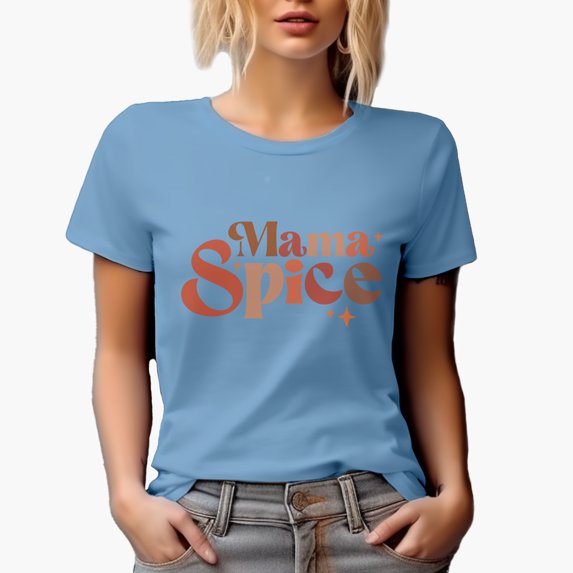 Mama Spice, Pumpkin Spice Lover or Daughter-To-Mother Fall Merch Gift, Baby Blue T-Shirt, XL