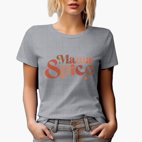 Mama Spice, Pumpkin Spice Lover or Daughter-To-Mother Fall Merch Gift, Heather Grey T-Shirt, Medium