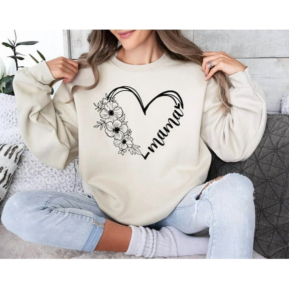 Mama Sweatshirt, Mom Gift Sweatshirt, Mother'S Day Gift, Cool Mama Sweatshirt, Mama Flower Heart Sweatshirt, New Mom Gift, Best Mom, Sweatshirt Size S-5Xl