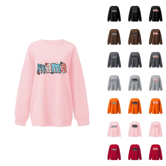 Mama Sweatshirt for Women Oversized Crewneck Pullover Hoodies Graphic Tops Long Sleeve Mom Shirts