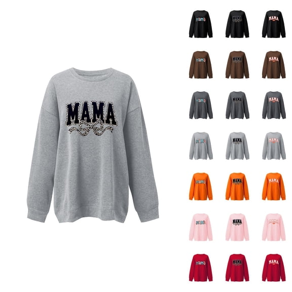 Mama Sweatshirt for Women Oversized Crewneck Pullover Hoodies Graphic Tops Long Sleeve Mom Shirts