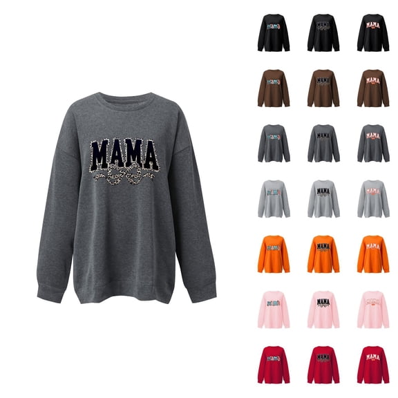 Mama Sweatshirt for Women Oversized Crewneck Pullover Hoodies Graphic Tops Long Sleeve Mom Shirts