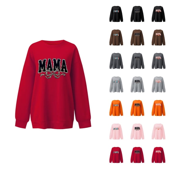 Mama Sweatshirt for Women Oversized Crewneck Pullover Hoodies Graphic Tops Long Sleeve Mom Shirts