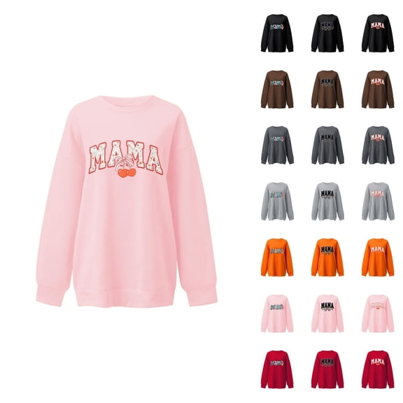 Mama Sweatshirt for Women Oversized Crewneck Pullover Hoodies Graphic Tops Long Sleeve Mom Shirts