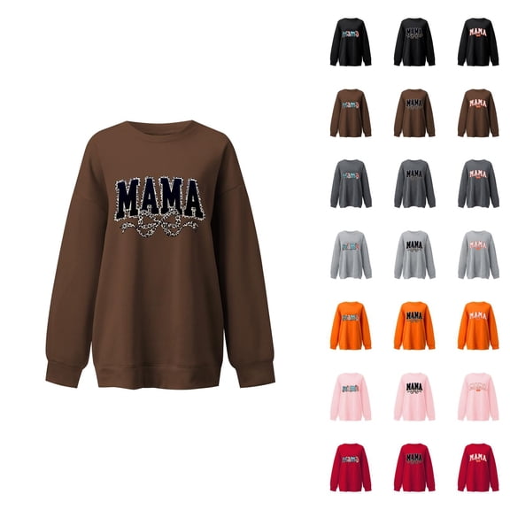 Mama Sweatshirt for Women Oversized Crewneck Pullover Hoodies Graphic Tops Long Sleeve Mom Shirts
