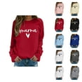 thumbnail image 1 of Mama Sweatshirts for Women Fall Winter Long Sleeve Crewneck Mothers Day Sweatshirt Mom Shirt Pullover Tops, 1 of 5