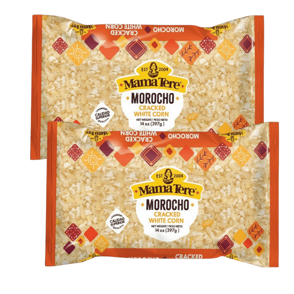 Mama Tere Morocho Partido 12 oz, 2-Pack - Authentic Ecuadorian White Corn, Hominy Grain for Soups, Stews & Traditional Recipes, Imported from Ecuador
