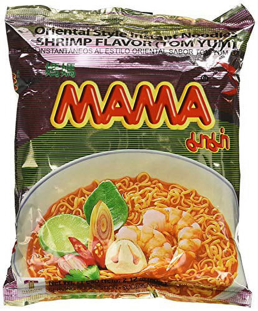 MAMA Instant Ramen Noodles, Tom Yum Shrimp Flavor, Pack of 10