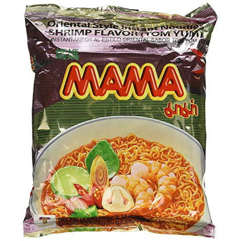 MAMA Instant Ramen Noodles, Tom Yum Shrimp Flavor, Pack of 10