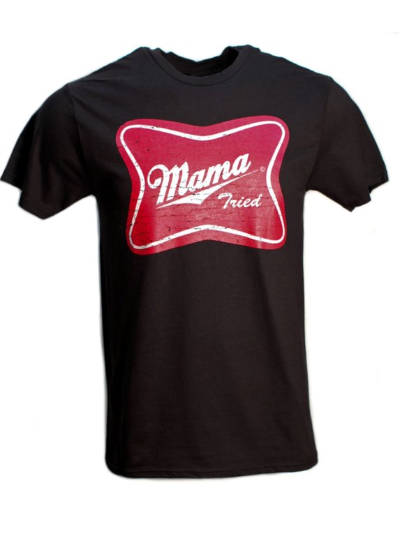Mama Tried Black Distressed Logo Country Graphic T Shirt for Men and Women