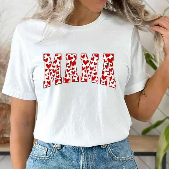 Mama Tshirt, Red Hearts In Mama Tee, Cute Mama Shirt, Mother Gift, Mother Day, Valentine Day Mama Unisex S-5XL Hot Trending Shirt, Vintage Birthday Gift