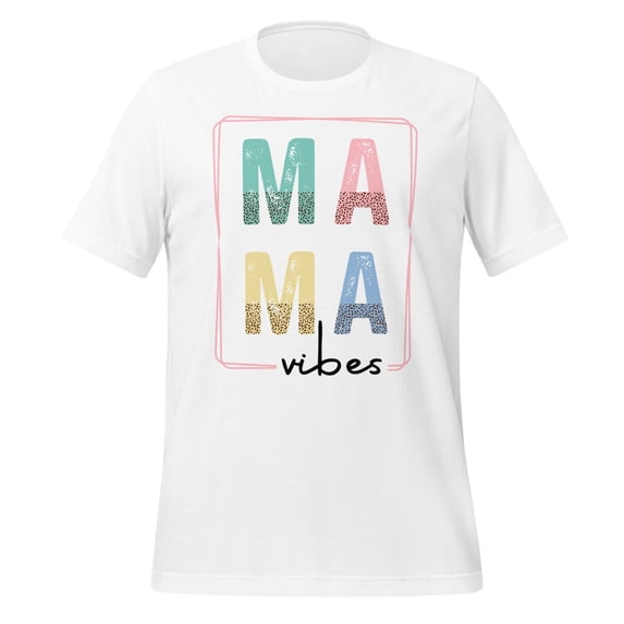 Mama Vibes T-Shirt, Colorful Retro Style Graphic Tee for Moms (3XL)