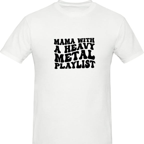 Mama With A Heavy Metal PlaY1List Graphic T-S1Hirt For Wo, Y, Cute, R, Vintage, Grunge, Punk, Death Metal, k, Mom, Bleghcotton24