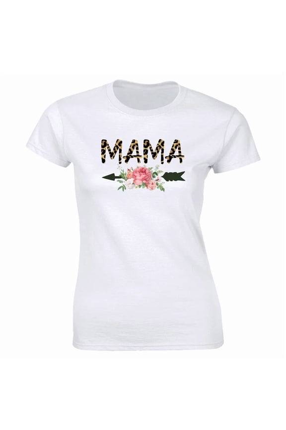 Mama With Flower Image And Leo.Pard Cheetah Print T-Shirt