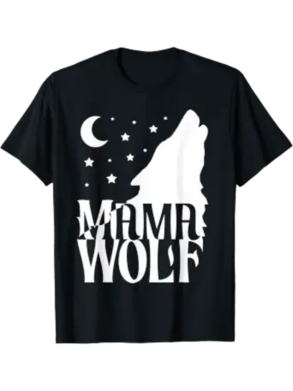 Mama Wolf Gift Matching Family Tribe Wolves Moon T-Shirt