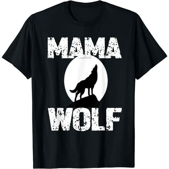 Mama Wolf Gift Matching Family Tribe Wolves Moon Wife Mom T-Shirt