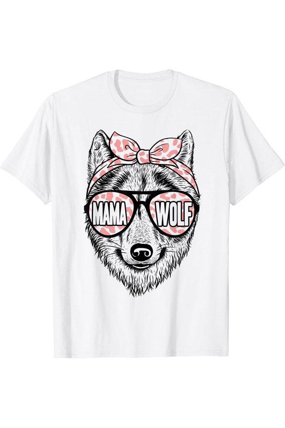 Mama Wolf Leopard Sunglasses Mom Cute Wolf Mothers Day T-Shirt, Unisex T-Shirt