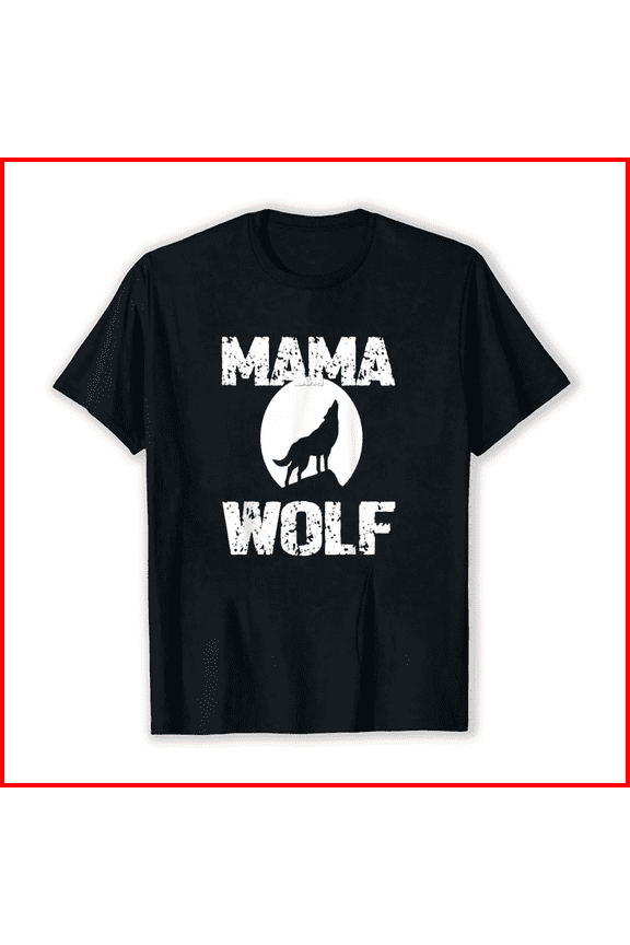 Mama Wolf Matching Family Tribe Wolf Moon Graphic Unisex T-Shirt, up to Size 5XL