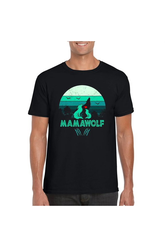 Mama Wolf Mother Bear Protective Fierce Family Love Cute T-Shirt, for men & women, up to size 5XL