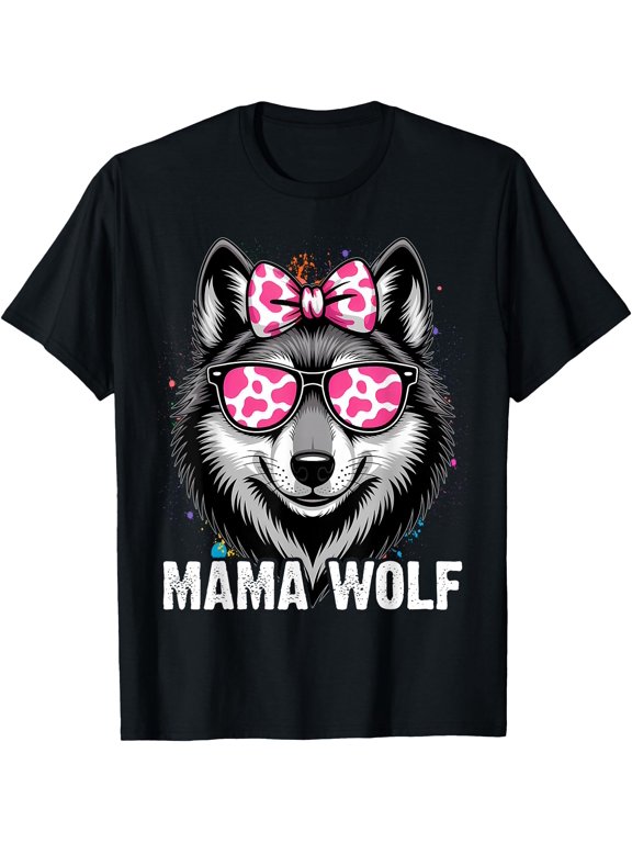 Mama Wolf Sunglasses Cute Wolf Mom Mothers Day T-Shirt