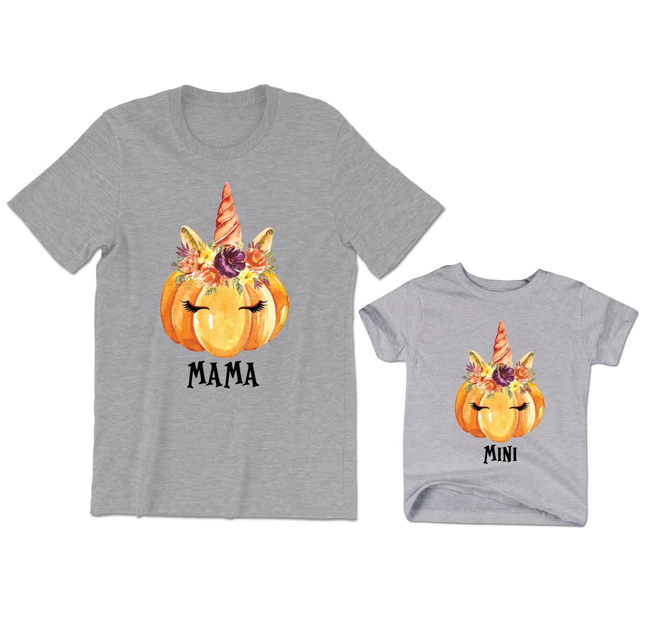Mama Women's T-Shirt Pumpkin Floral Unicorn Graphic Tee Mini Kids