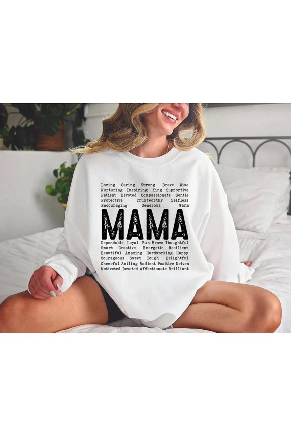 Mama Word Cloud Sweatshirt – Mother’s Day Mom – Positive Message Mom Crewneck – Cozy Her - Mama Definition Shirt, Mom Sweatshirt All Size S-5XL