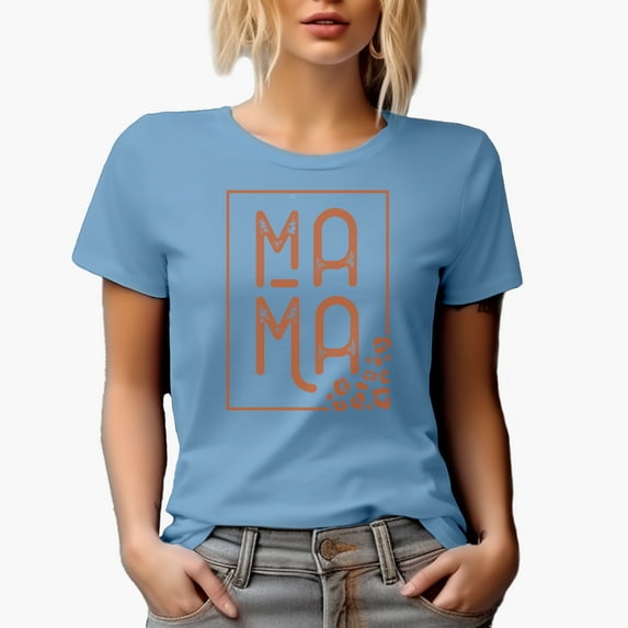 Mama Word with Some Leopard Print Art, Mother's Day Merch Gift, Baby Blue T-Shirt, 2XL