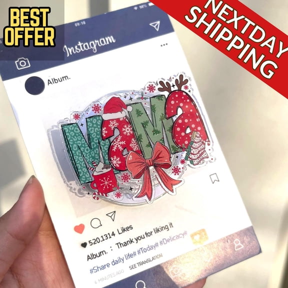 Mama Xmas MagSafe Phone Grip Cute Holiday Mama Pop Grip, Festive Xmas Phone Holder, Mom Christmas Gift, Magnetic H8