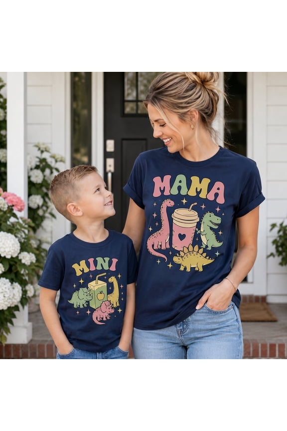 Mama and Mini Shirt, Dinosaur Mama Mini Matching Family Shirts, Cute Mom and Son Outfit, Mother Son Gift, Birthday Gift for Mama