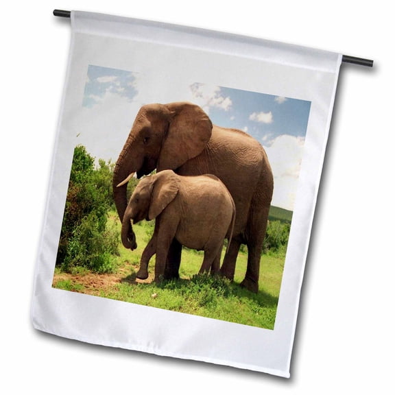 3dRose, Mama n Baby Elephants In Wild, 18 x 27 inch Garden Flag